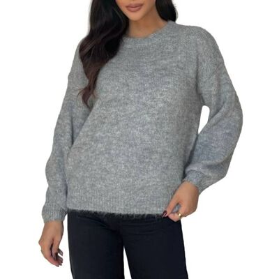 Ital-Design Strickpullover für Damen in Hellgrau Ital-Design Strickpullover für Damen in Hellgrau