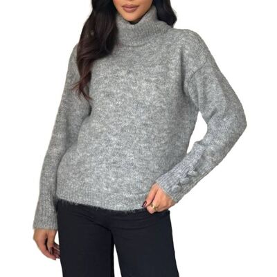 Ital-Design Strickpullover für Damen in Hellgrau Ital-Design Strickpullover für Damen in Hellgrau