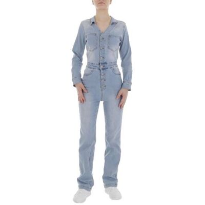 Ital-Design Langer Jumpsuit für Damen in Hellblau Ital-Design Langer Jumpsuit für Damen in Hellblau