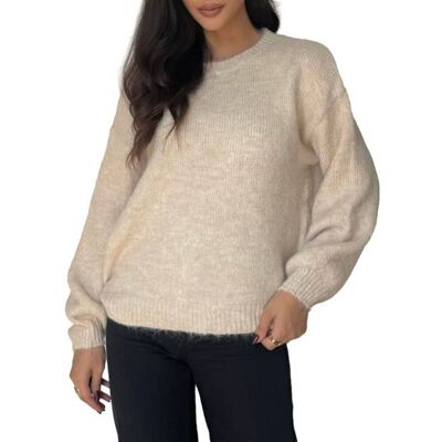 Ital-Design Strickpullover für Damen in Beige Ital-Design Strickpullover für Damen in Beige