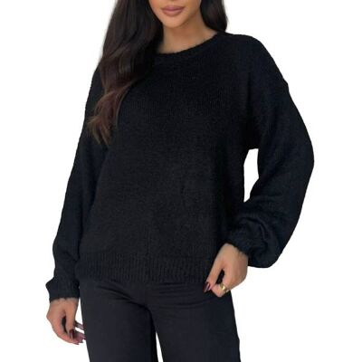 Ital-Design Strickpullover für Damen in Schwarz Ital-Design Strickpullover für Damen in Schwarz
