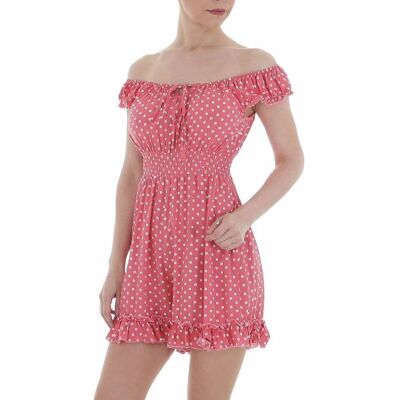 Ital-Design Kurzer Jumpsuit für Damen in Rosa und Weiß Ital-Design Kurzer Jumpsuit für Damen in Rosa und Weiß