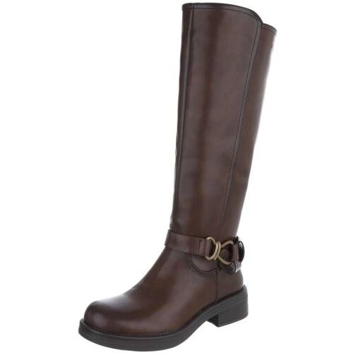 Ital-Design Flache Stiefel für Damen in Braun