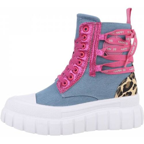 Ital-Design Sneakers High für Damen in Blau und Pink