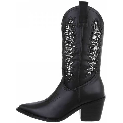 Ital-Design Western- & Bikerstiefel für Damen in Schwarz