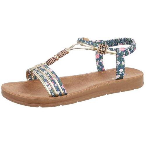 Ital-Design Riemchensandalen für Damen in Grün und Gold