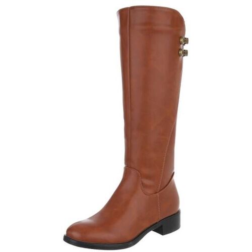 Ital-Design Flache Stiefel für Damen in Camel