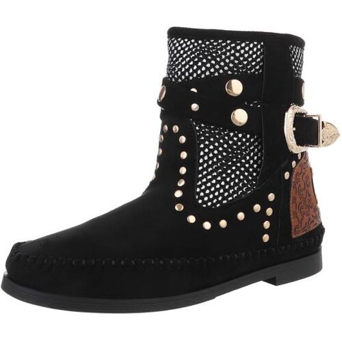 Ital-Design Flache Stiefeletten für Damen in Schwarz