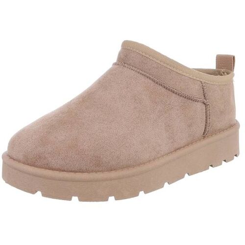 Ital-Design Flache Stiefeletten für Damen in Hellbraun