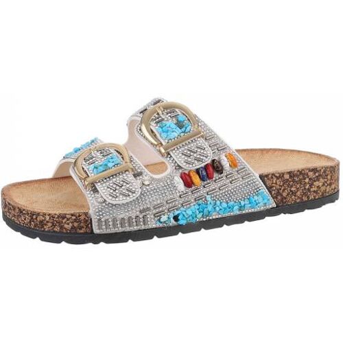 Ital-Design Pantoletten für Damen in Weiß und Silber