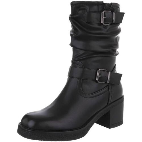 Ital-Design Klassische Stiefeletten für Damen in Schwarz und Silber
