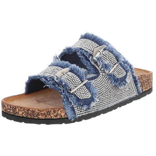 Ital-Design Pantoletten für Damen in Blau und Silber