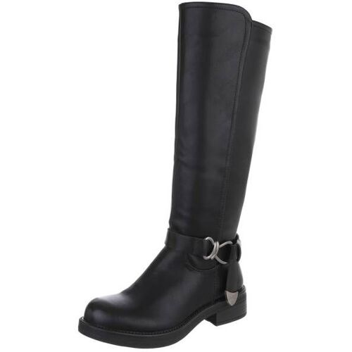 Ital-Design Flache Stiefel für Damen in Schwarz
