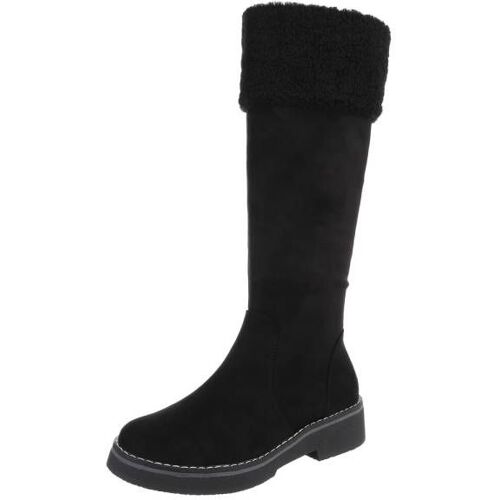 Ital-Design Flache Stiefel für Damen in Schwarz