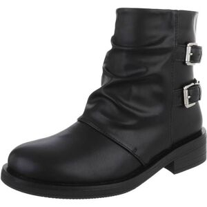 Ital-Design Flache Stiefeletten für Damen in Schwarz Ital-Design Flache Stiefeletten für Damen in Schwarz
