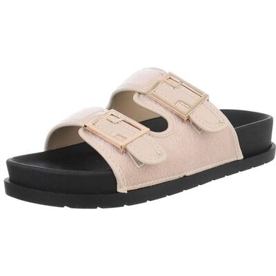 Ital-Design Pantoletten für Damen in Beige Ital-Design Pantoletten für Damen in Beige