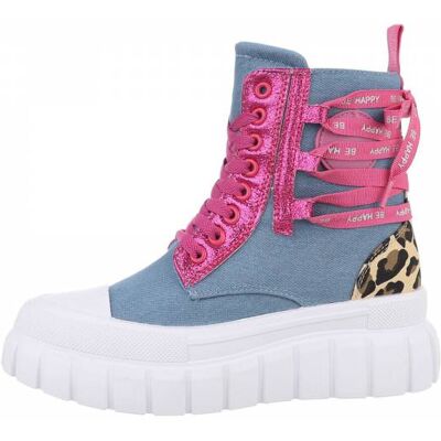 Ital-Design Sneakers High für Damen in Blau und Pink Ital-Design Sneakers High für Damen in Blau und Pink