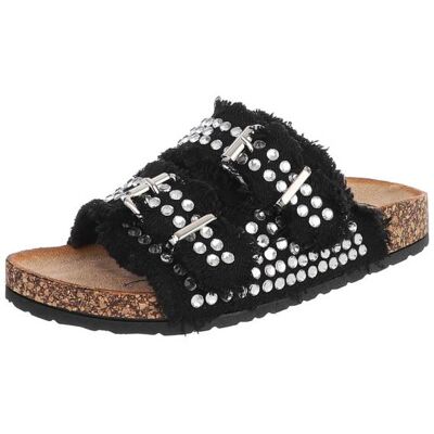Ital-Design Pantoletten für Damen in Schwarz Ital-Design Pantoletten für Damen in Schwarz