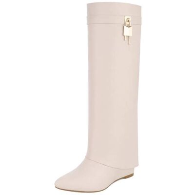 Ital-Design Keilstiefel für Damen in Beige Ital-Design Keilstiefel für Damen in Beige