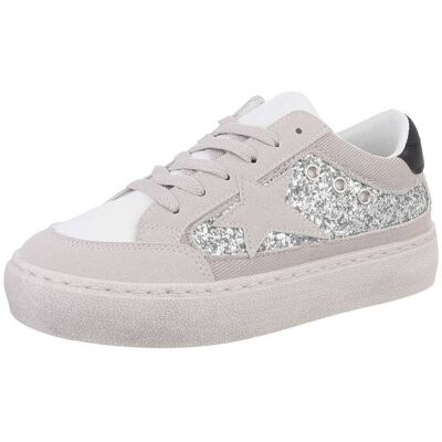 Ital-Design Sneakers Low für Damen in Weiß und Silber Ital-Design Sneakers Low für Damen in Weiß und Silber