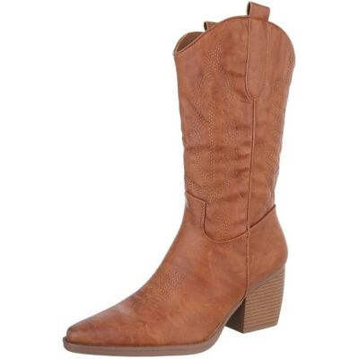 Ital-Design Western- & Bikerstiefel für Damen in Camel Ital-Design Western- & Bikerstiefel für Damen in Camel