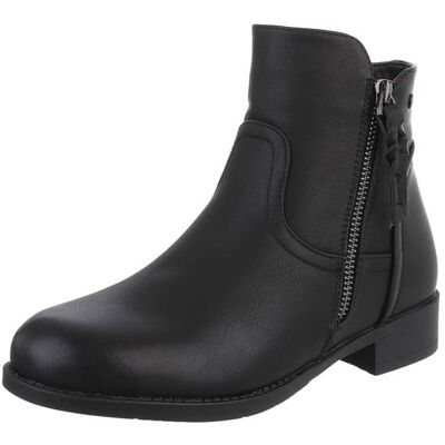 Ital-Design Flache Stiefeletten für Damen in Schwarz Ital-Design Flache Stiefeletten für Damen in Schwarz