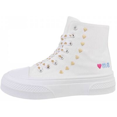 Ital-Design Sneakers High für Damen in Weiß und Gold Ital-Design Sneakers High für Damen in Weiß und Gold