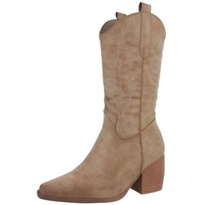 Ital-Design Western- & Bikerstiefel für Damen in Hellbraun Ital-Design Western- & Bikerstiefel für Damen in Hellbraun