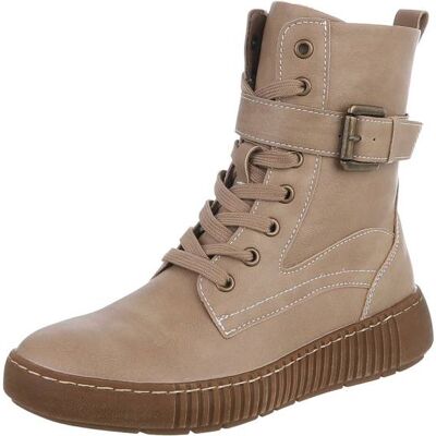 Ital-Design Flache Stiefeletten für Damen in Hellbraun Ital-Design Flache Stiefeletten für Damen in Hellbraun