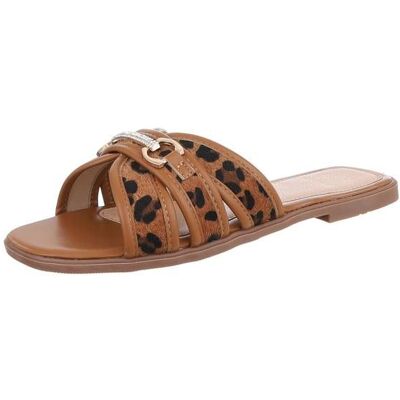 Ital-Design Pantoletten für Damen in Braun und Camel Ital-Design Pantoletten für Damen in Braun und Camel