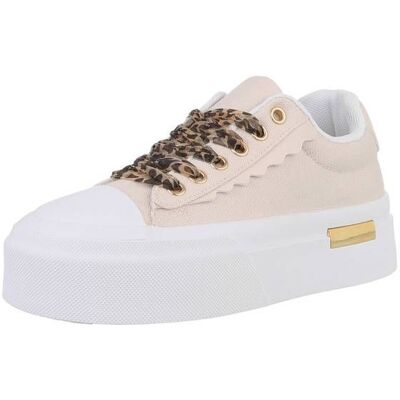 Ital-Design Sneakers High für Damen in Beige und Weiß Ital-Design Sneakers High für Damen in Beige und Weiß
