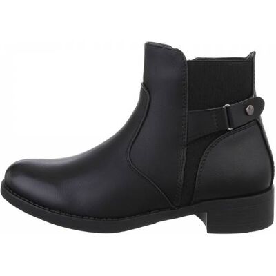 Ital-Design Flache Stiefeletten für Damen in Schwarz Ital-Design Flache Stiefeletten für Damen in Schwarz