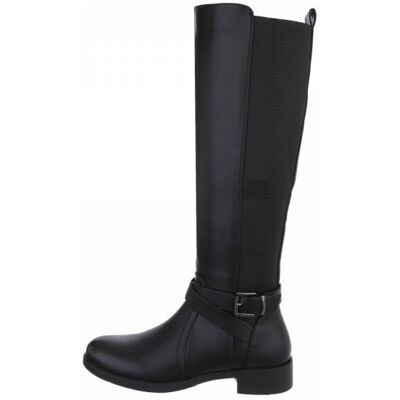 Ital-Design Flache Stiefel für Damen in Schwarz Ital-Design Flache Stiefel für Damen in Schwarz