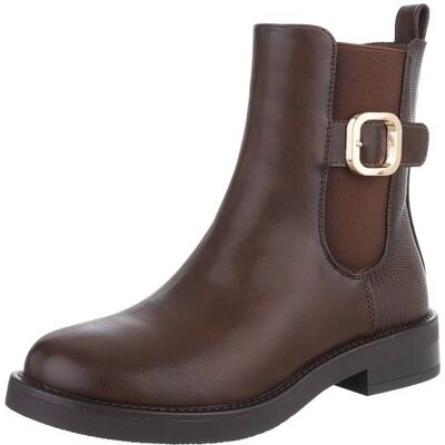 Ital-Design Flache Stiefeletten für Damen in Braun Ital-Design Flache Stiefeletten für Damen in Braun