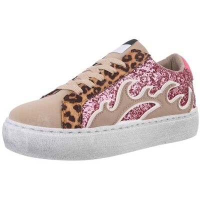Ital-Design Sneakers Low für Damen in Beige und Pink Ital-Design Sneakers Low für Damen in Beige und Pink