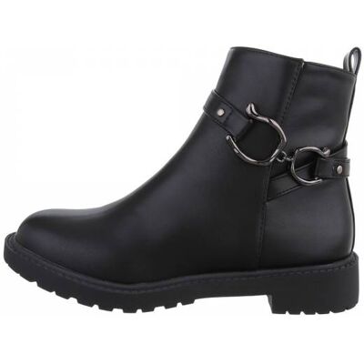 Ital-Design Flache Stiefeletten für Damen in Schwarz Ital-Design Flache Stiefeletten für Damen in Schwarz
