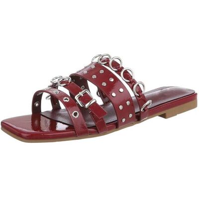 Ital-Design Pantoletten für Damen in Weinrot Ital-Design Pantoletten für Damen in Weinrot