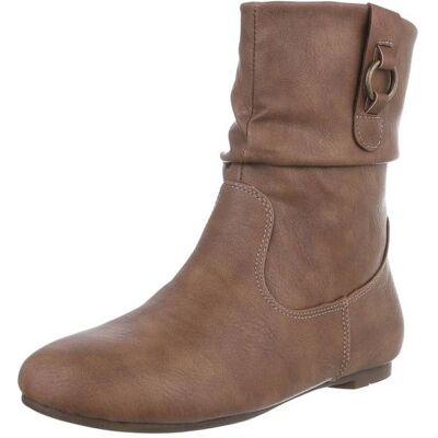 Ital-Design Flache Stiefeletten für Damen in Hellbraun Ital-Design Flache Stiefeletten für Damen in Hellbraun