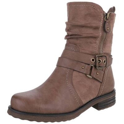 Ital-Design Flache Stiefeletten für Damen in Hellbraun Ital-Design Flache Stiefeletten für Damen in Hellbraun