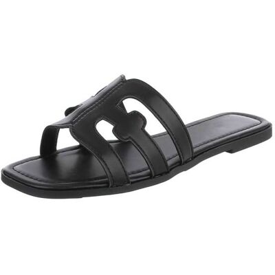 Ital-Design Pantoletten für Damen in Schwarz Ital-Design Pantoletten für Damen in Schwarz
