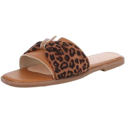 Ital-Design Pantoletten für Damen in Camel und Braun Ital-Design Pantoletten für Damen in Camel und Braun