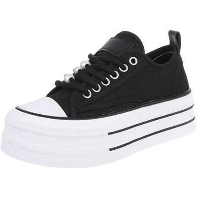 Ital-Design Sneakers Low für Damen in Schwarz und Weiß Ital-Design Sneakers Low für Damen in Schwarz und Weiß