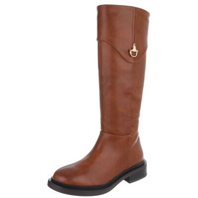 Ital-Design Flache Stiefel für Damen in Camel Ital-Design Flache Stiefel für Damen in Camel