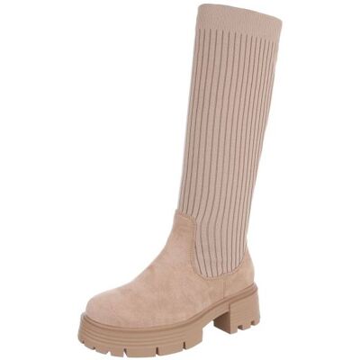 Ital-Design Plateaustiefel für Damen in Hellbraun Ital-Design Plateaustiefel für Damen in Hellbraun