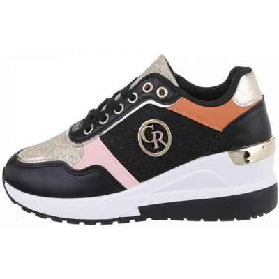 Ital-Design Sneakers Low für Damen in Schwarz und Gold Ital-Design Sneakers Low für Damen in Schwarz und Gold