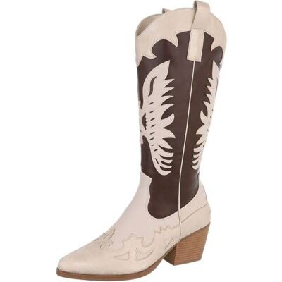 Ital-Design Western- & Bikerstiefel für Damen in Gold und Beige Ital-Design Western- & Bikerstiefel für Damen in Gold und Beige