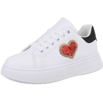 Ital-Design Sneakers Low für Damen in Weiß und Schwarz Ital-Design Sneakers Low für Damen in Weiß und Schwarz