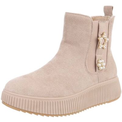 Ital-Design Plateaustiefeletten für Damen in Beige Ital-Design Plateaustiefeletten für Damen in Beige