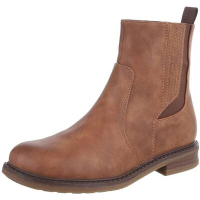 Ital-Design Flache Stiefeletten für Damen in Camel Ital-Design Flache Stiefeletten für Damen in Camel