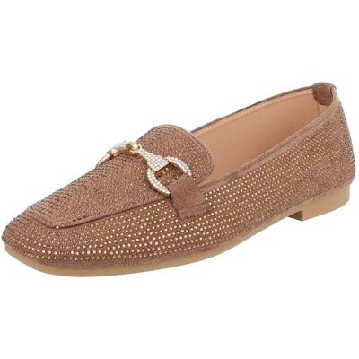Ital-Design Slipper für Damen in Hellbraun und Gold Ital-Design Slipper für Damen in Hellbraun und Gold